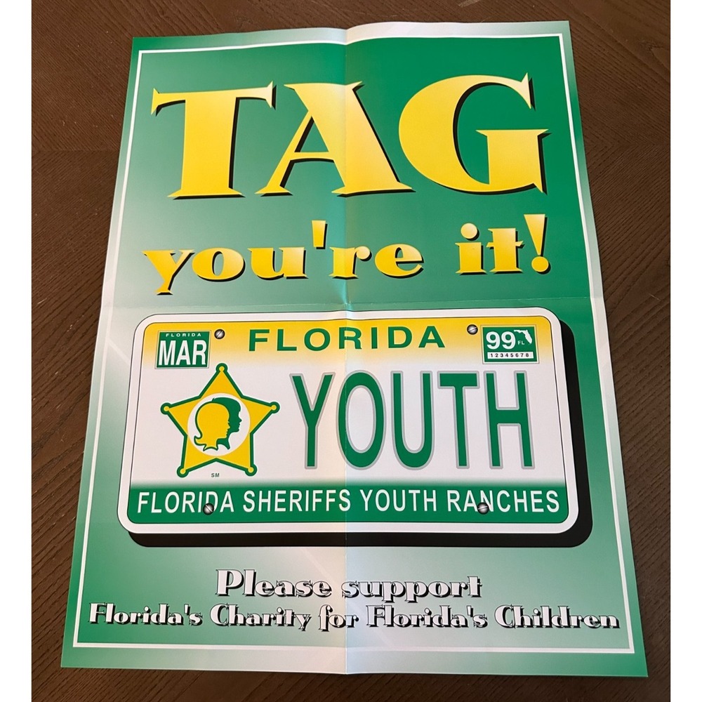 Florida Youth Sheriffs Ranches License Plate DMV‎ Promotional Poster 18 x 24